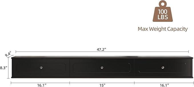 Retro Floating TV Console with 3 Doors, Wall Mounted TV Cabinet, Contemporary - Image 6