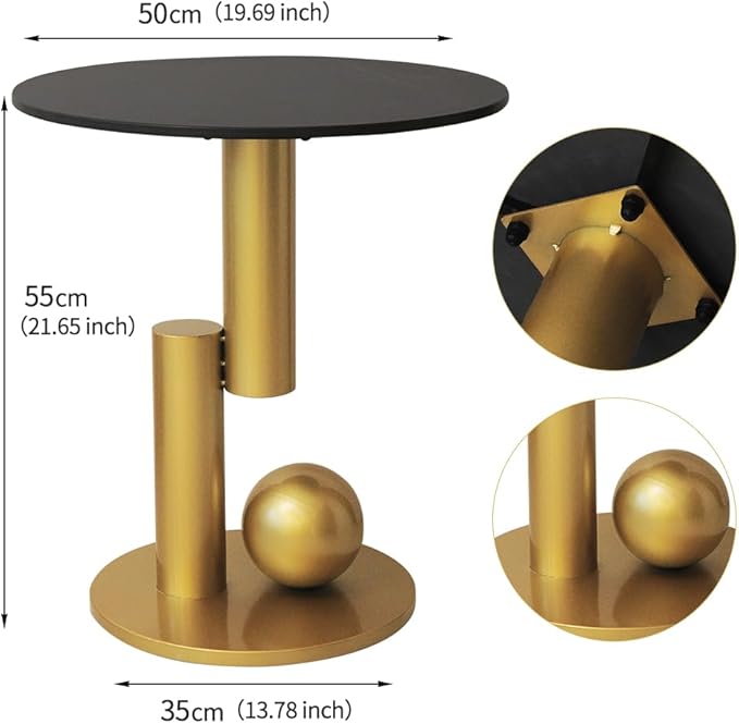 Side Table with Marble Top Metal Gold End Table Modern Sofa Side End Table - Image 3