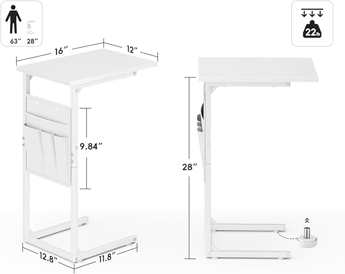 Vagusicc C Shaped End Table, Small Side Table - Image 3