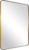 ANDY STAR Gold Bathroom Mirror, 24x36 Brushed Brass Rectangle Metal Frame Mirror by ANDYSTAR