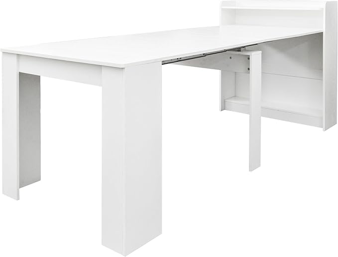 118" Extendable Dining Table for 6-10 Person, Wooden Folding Narrow Dining Room - Image 5