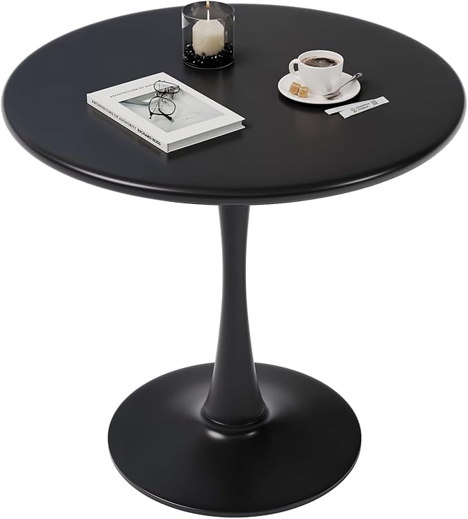 Black Small Tulip Table, 24 Inch Round Dining Table by Recximi