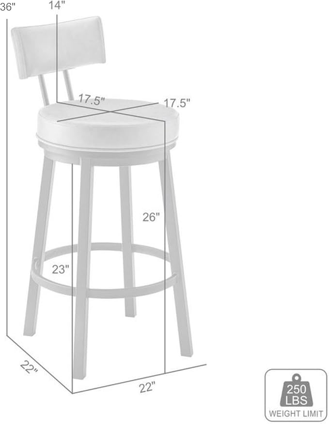 Armen Living Dalza Swivel Counter or Bar Stool in Black Finish - Image 3