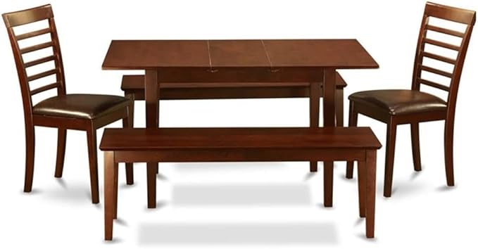 East West Furniture NOML5C-MAH-LC 5 Piece Dining Table Set Includes a Rectangle by EastWestFurniture