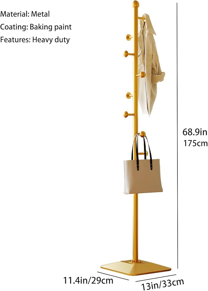 Gold coat rack, Metal coat hanger stand, Coat Tree freestanding Heavy duty - Image 7