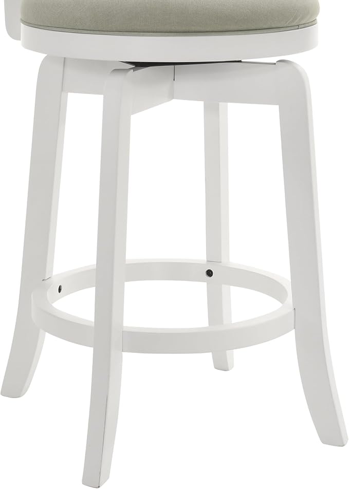 Armen Living Blair 30 in. Matte White Bar Height Rubberwood Swivel Barstool - Image 13