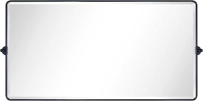 TEHOME 58 x 28'' Pivot Full Length Bathroom Vanity Mirror Matt Black Metal by TEHOME