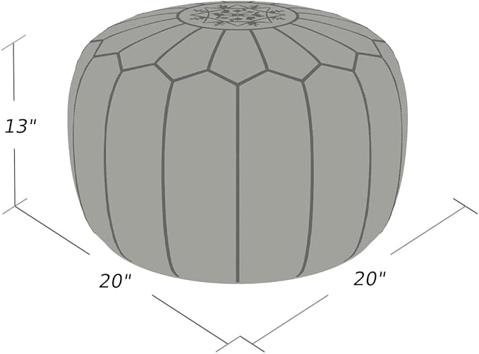Stuffed Round Design Moroccan Leather Pouf Ottoman, Pre-Filled, 100% Genuine - Image 3