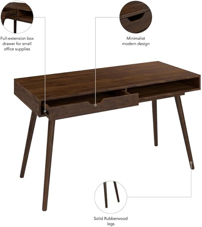 Bush Furniture Nora 54W Writing Desk in Dark Walnut | Computer Table - Image 6