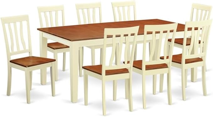 East West Furniture QUAN9-WHI-W 9 Piece Dining Room Furniture Set Includes a by EastWestFurniture