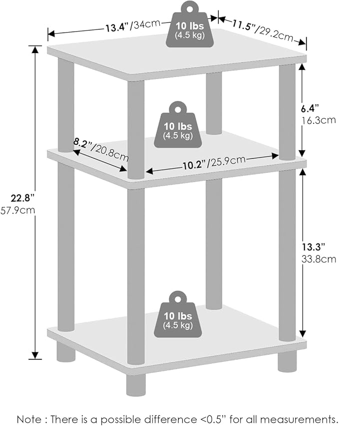 Furinno Turn-N-Tube Easy Assembly Stackable Standing Shelf, French Oak/Black - Image 3