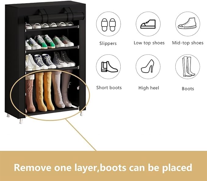 Calmootey 5 Tier Shoe Rack Organizer, Portable Shoe Shelf - Image 6