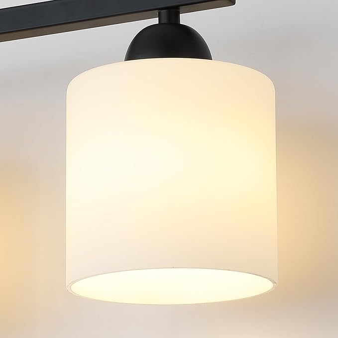 Milk Glass Vanity Lights for Bathroom, 2 Light Matte Black Bathroom Light - Image 5
