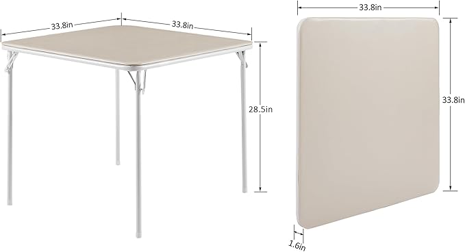 VECELO Portable Folding Card Table Square and Chair Set - Image 3
