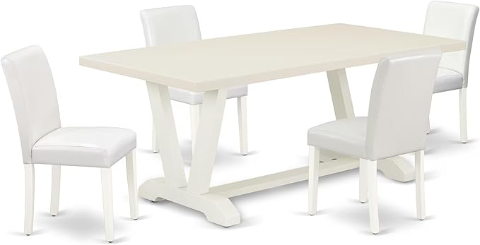 East West Furniture V027AB264-5 5 Piece Dinette Set Includes a Rectangle Dining by EastWestFurniture