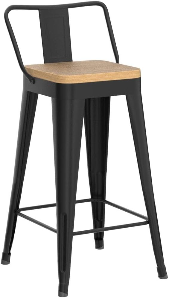 WENTMENT Metal Bar Stools Set of 4 Counter Height Barstools - Image 5