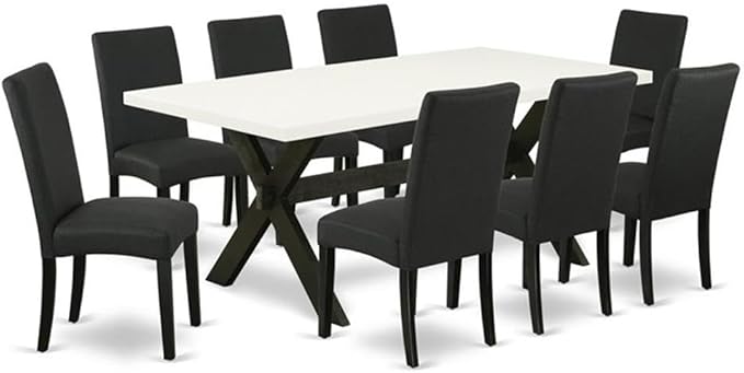 East West Furniture X627DR124-9 9 Piece Modern Dining Table Set Includes a by EastWestFurniture