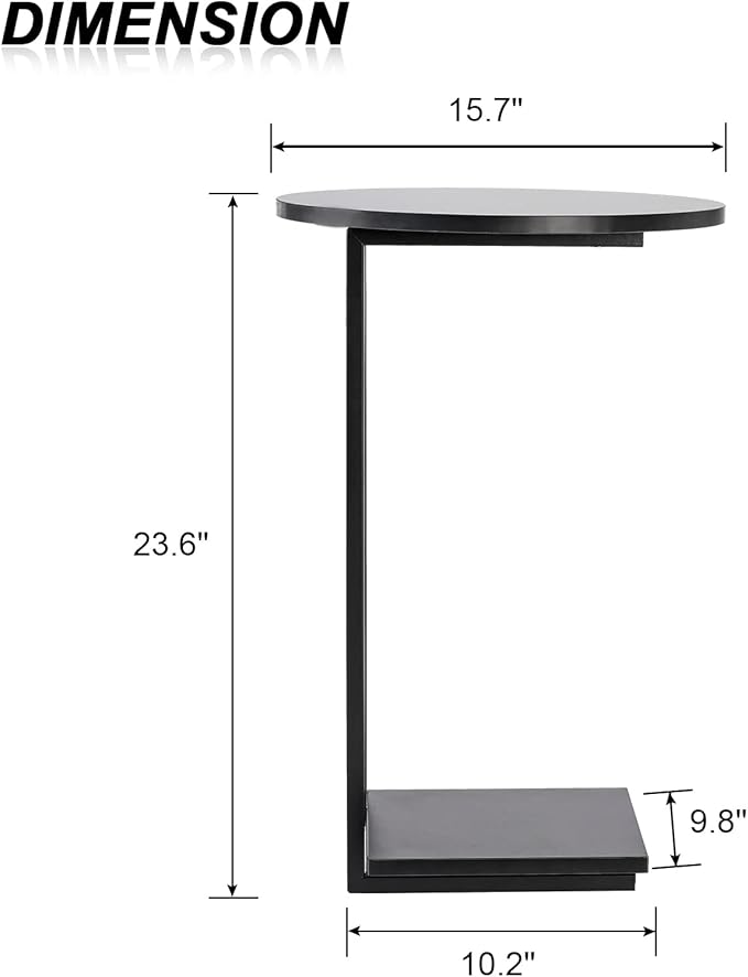 HDANI C Shaped End Table Set of 2, Couch Side Table That Slide Under, C Table - Image 3