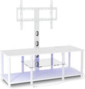 TV Stand with Mount and Led Light，White TV Stand with Power Outlets by Lazyvan