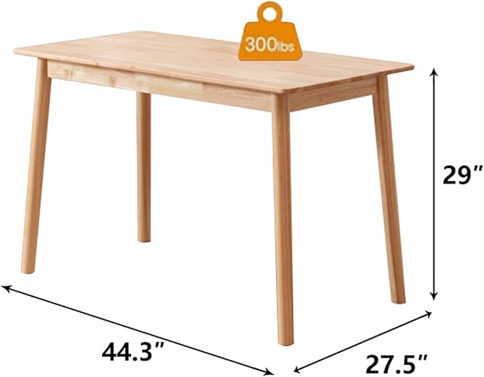 Rectangular Kitchen Solid Wood Dining Table 46.8 inches Legs Sturdy Natural - Image 3
