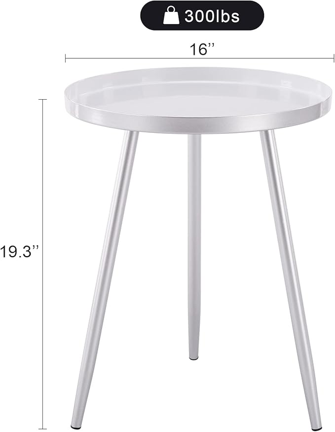 Apicizon 16" Round Side Table Set of 2, Mid Century Modern Coffee Table or - Image 3