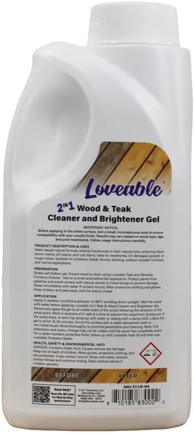 EcoDecors Loveable 2 in 1 Wood & Teak Cleaner and Brightener Gel, 1 L, - Image 2