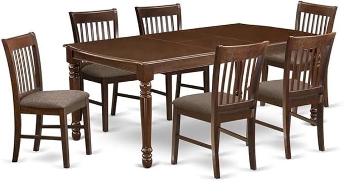 East West Furniture DONO7-MAH-C 7 Piece Dining Table Set Consist of a Rectangle by EastWestFurniture