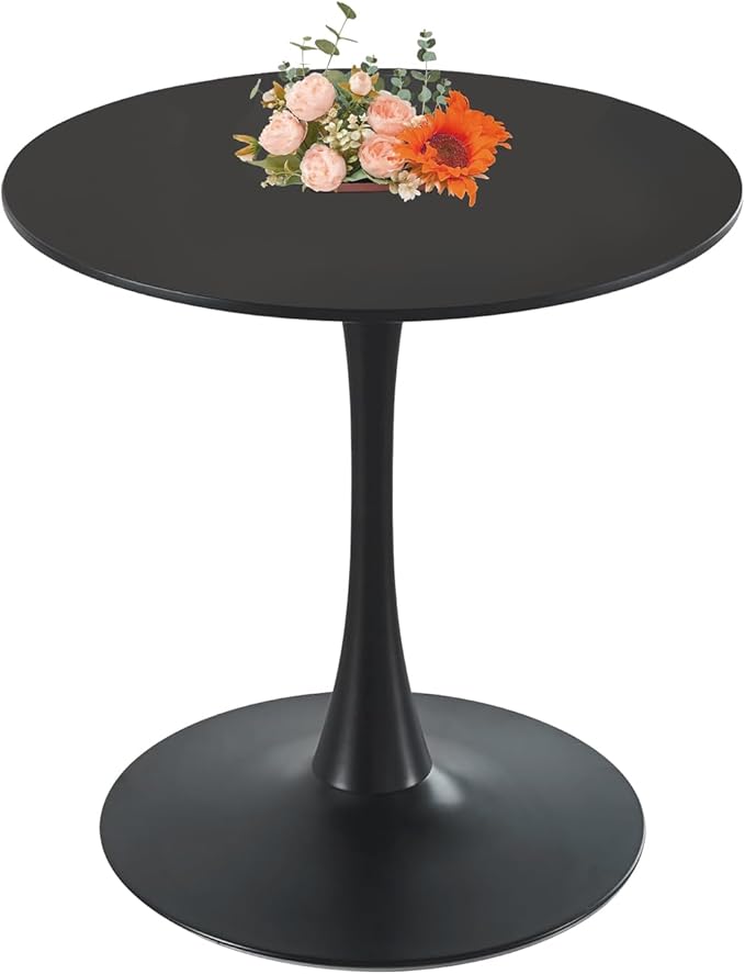 Black Round Dining Table, 24 Inches Tulip Round Kitchen Table, Mid-Century by Howhio