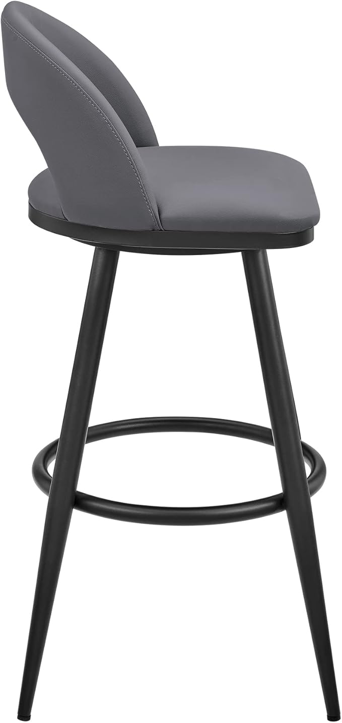 Armen Living Charlotte Swivel Bar Stool in Black Metal - Image 5
