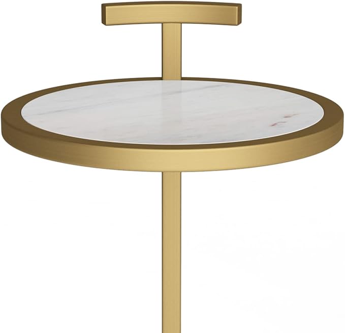 SIMPLIHOME Brook Contemporary 10 Inch Wide Metal C Side Table in White / Gold - Image 6
