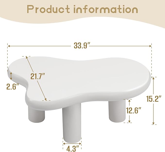 HollyHOME Cloud Coffee Table, Unique Design Accent Table - Image 2
