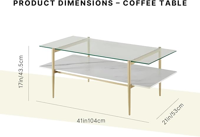 Shrine Rectangle Coffee Table, Mid-Century Modern Design, 2-Tier Structure - Image 2
