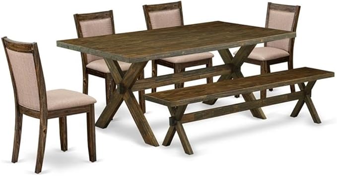 East West Furniture X777MZ716-6 6 Piece Dining Table Set Contains a Rectangle by EastWestFurniture