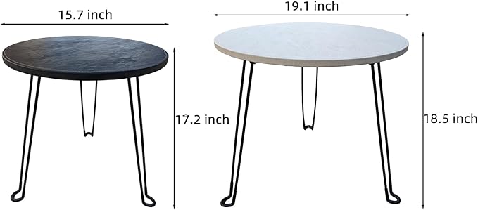 Leather Circle Nesting Tables Coffee Table Set of 2，Folding Table, Outdoor Side - Image 2