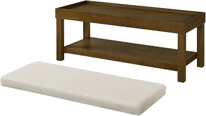 24KF Large Rectangular Storage Bench, Upholstered Seat Cushion, Ottoman Coffee - Image 8