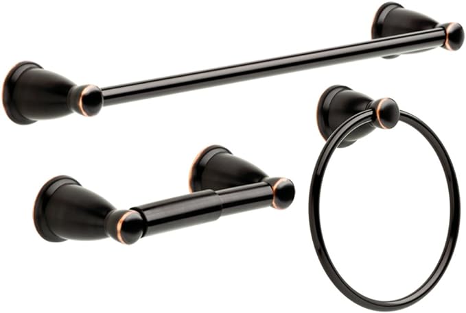 Franklin Brass Kinla 3-Piece Bathroom Set Oil Rubbed Bronze 24" Towel Bar Rack by FranklinBrass