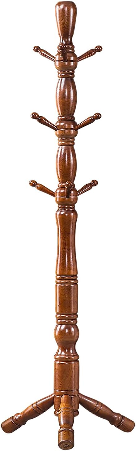 Wood Coat Rack Hall Tree, Stable Triangle Base Coat Tree - Image 7