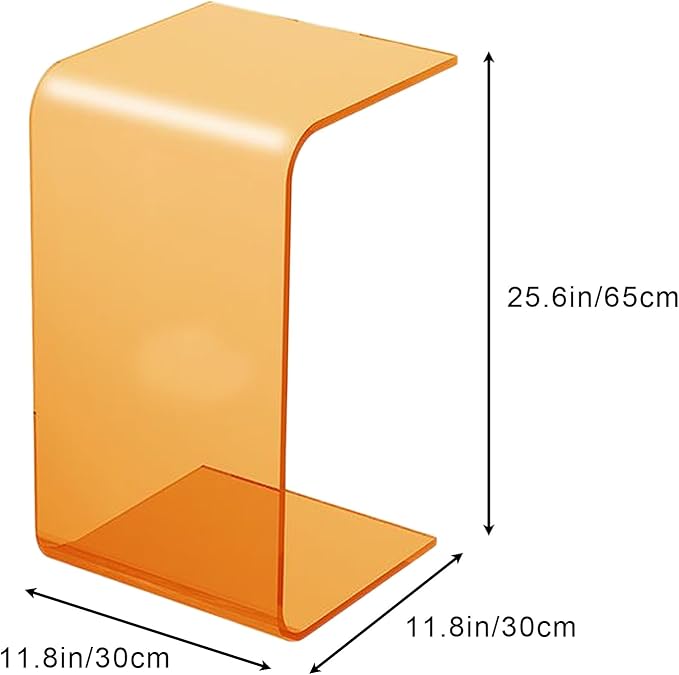 Acrylic End Table, C-Shape Acrylic Side Table Small Simple Clear Side Table - Image 3