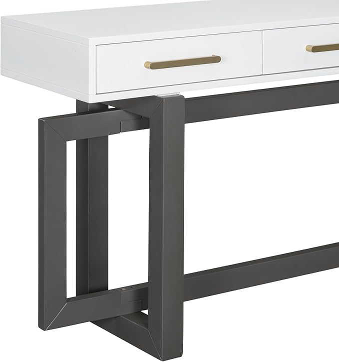 57” Console Sofa Table with 3 Storage Drawers, Modern Long Narrow Behind Couch - Image 7