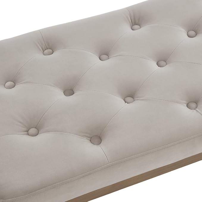 24KF Velvet Upholstered Buttons Tufted Entryway Bench - Image 7