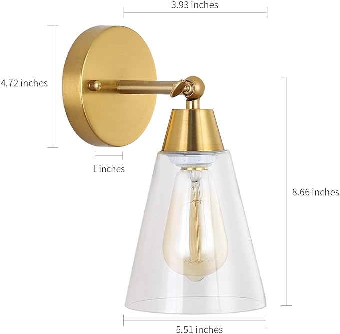 MWZ Gold Wall Sconce Set of 2, Modern Brushed Brass Sconces Lighting - Image 4