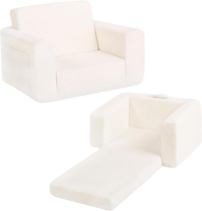 Welnow Toddler Chair, 2-in-1 Soft Sherpa Kids Sofa, Convertible Toddler Couch by LifeGetsBetterWithWelnow