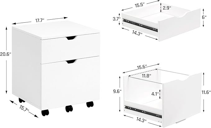 HollyHOME 2-Drawer Wood File Cabinet, Under Desk Cabinet - Image 3