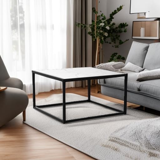 SAYGOER White Coffee Table, Small Square Coffee Table, Modern Center Table - Image 5
