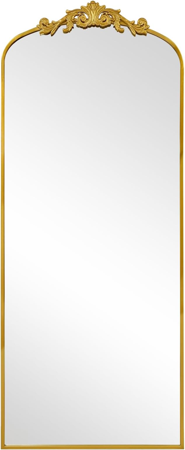 AIXI HOME Antique Gold Arched Full Length Mirror, Baroque Inspired Home Decor - Image 8