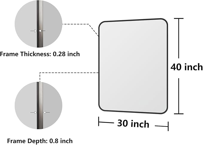 Bathroom Mirror, 30X40 Inch Black Metal Framed Mirror - Image 7