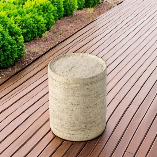 COSIEST Outdoor Side Table, Cylinder Shaped MgO Patio End Table, Lightweight - Image 6