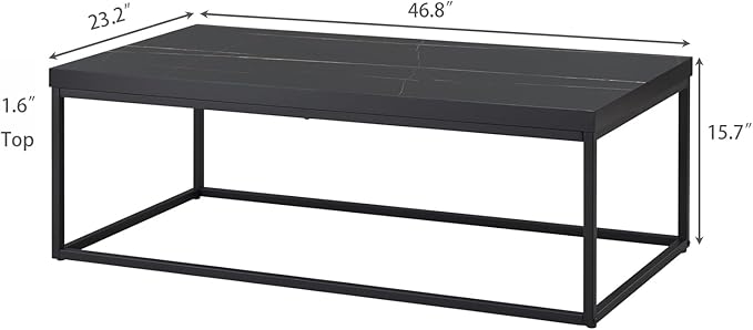 CENSI 47-Inch Black Marble Accent Coffee Table/Center Table - Image 2
