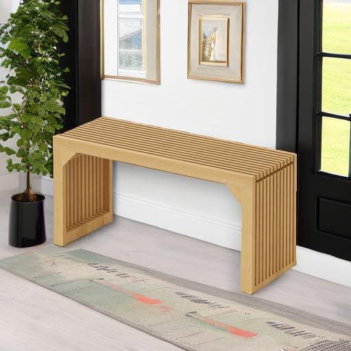 ROOMTEC 35" Dining Bench, Indoor Wood Bench - Image 5