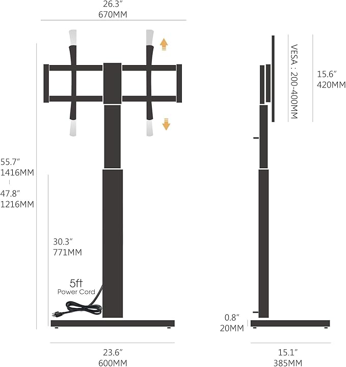 FITUEYES Tall TV Floor Stand - Image 4